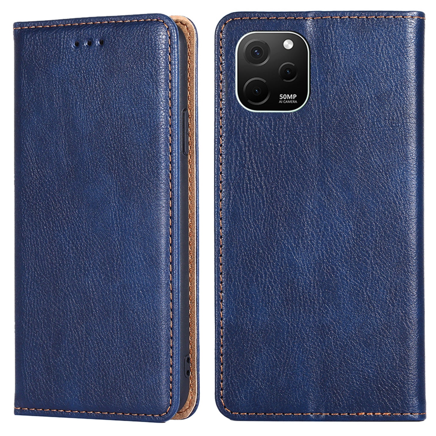 For Huawei nova Y61 4G Magnetic Adsorption PU Leather Protective Cover Foldable Stand Phone Wallet Case
