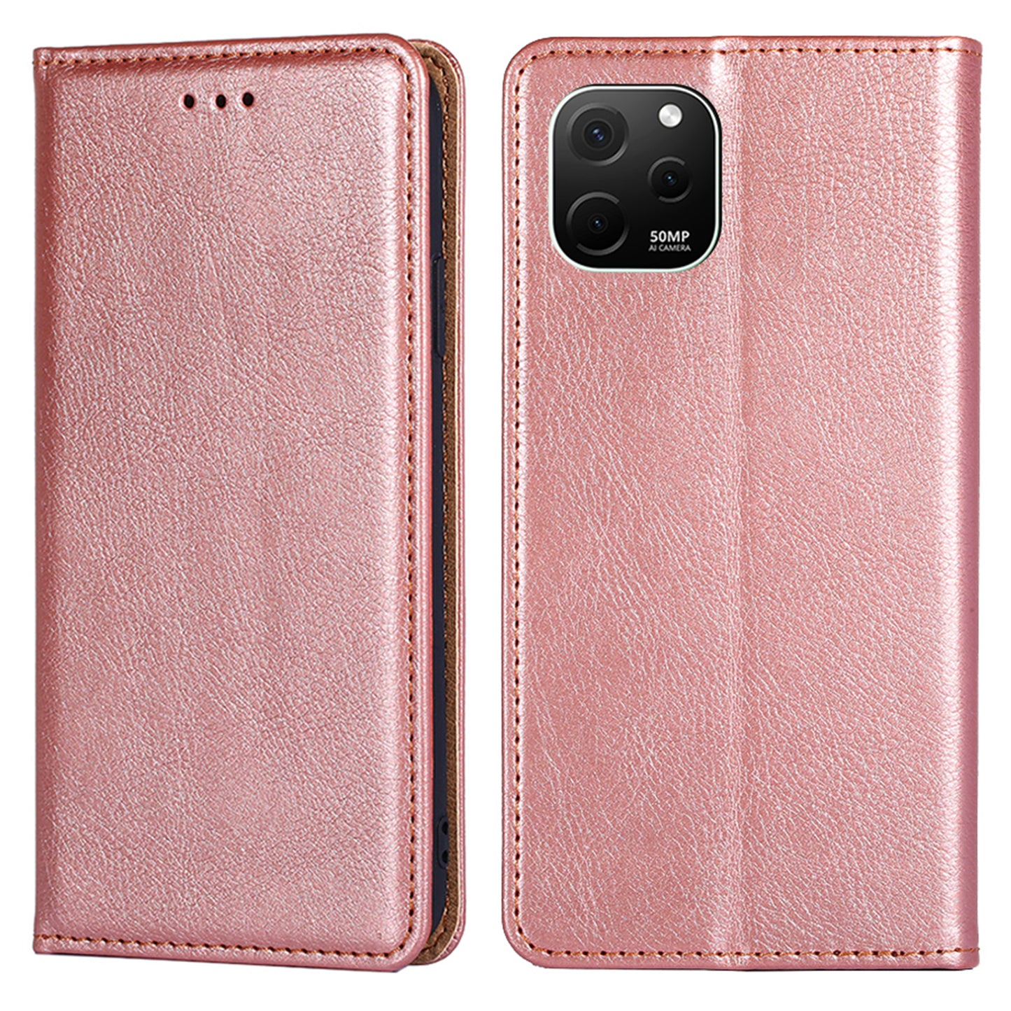 For Huawei nova Y61 4G Magnetic Adsorption PU Leather Protective Cover Foldable Stand Phone Wallet Case