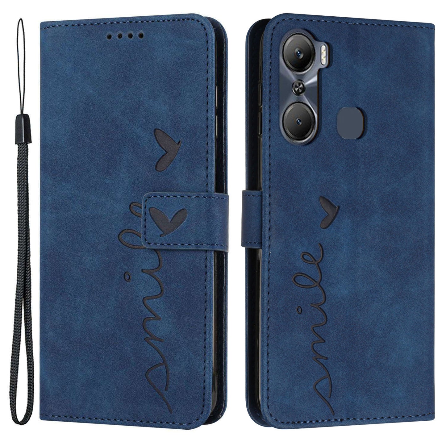 For Infinix Hot 12 Pro 4G Skin-touch PU Leather Phone Cover Heart Shape Imprinting Anti-scratch Phone Wallet Stand Case