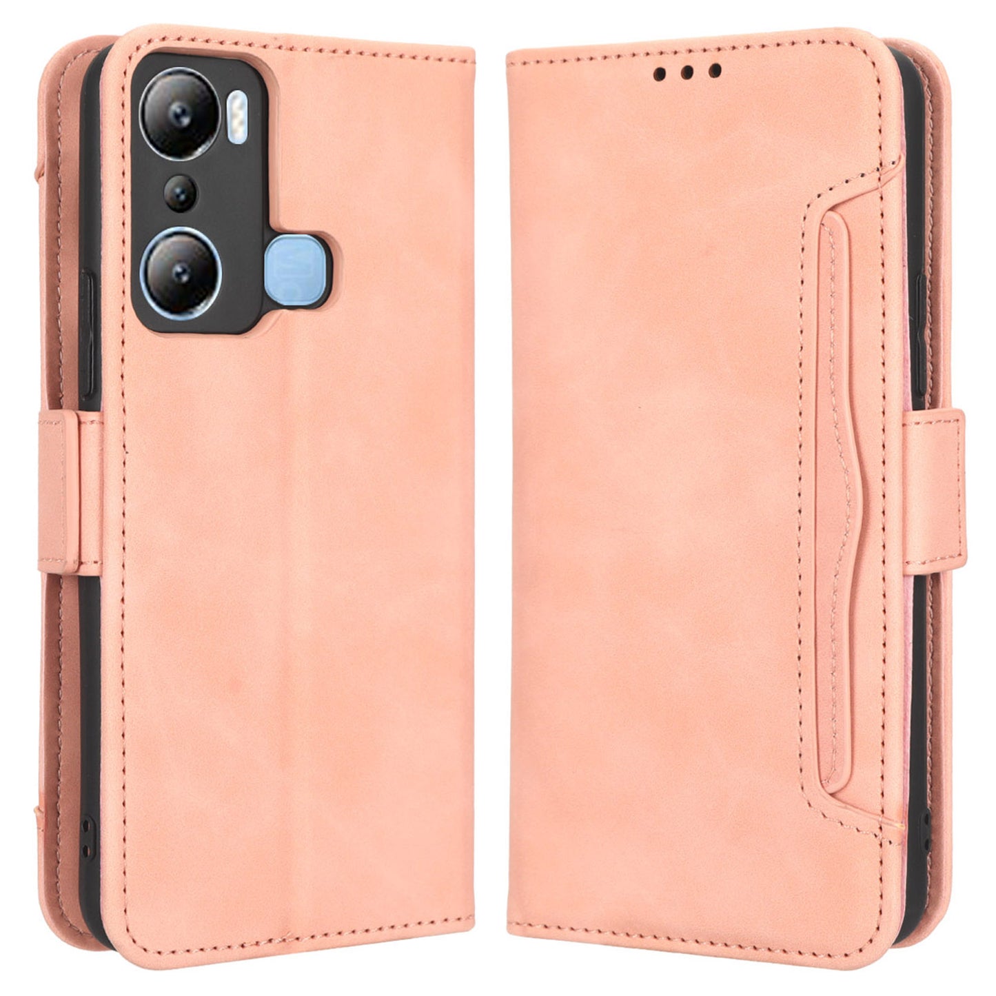 For Infinix Hot 20i 4G X665C / X665E Dual Magnetic Clasp PU Leather Stand Wallet Phone Cover Multiple Card Slots Anti-drop Case