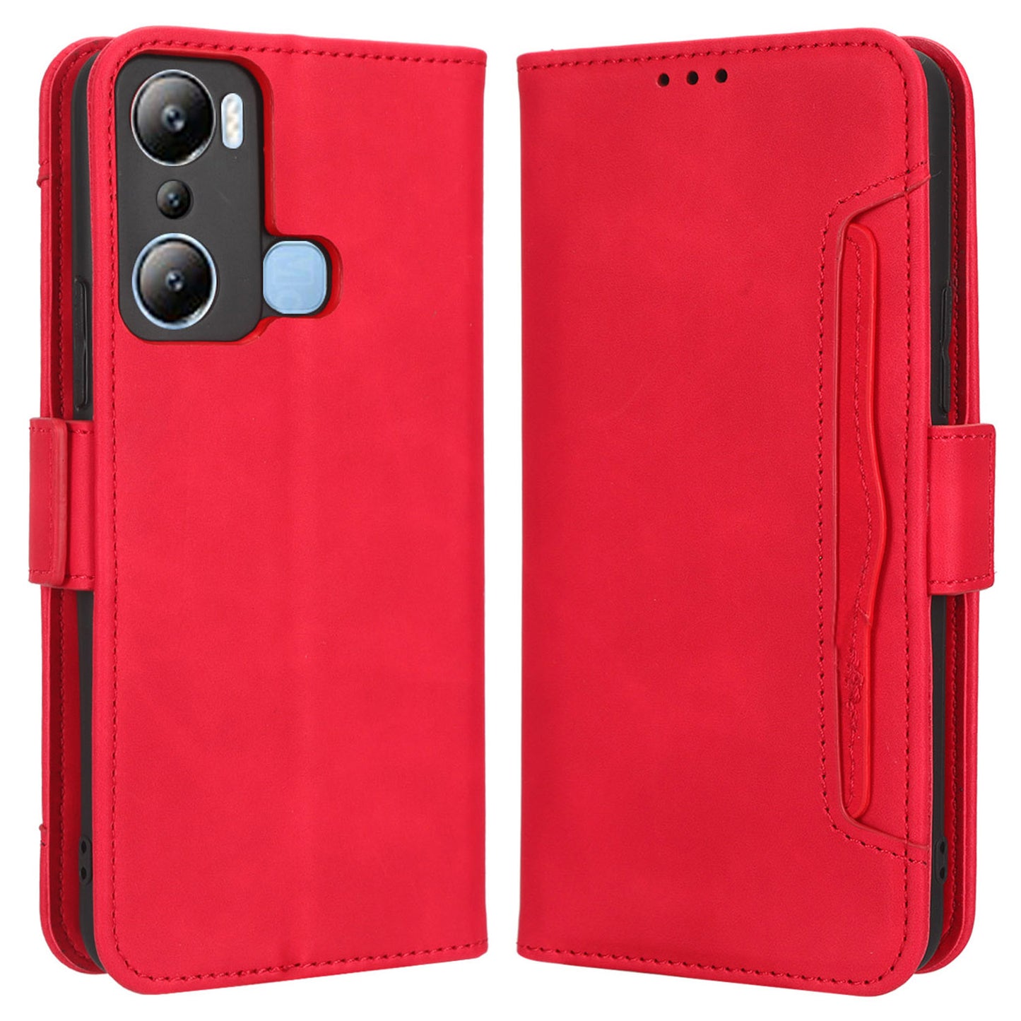 For Infinix Hot 20i 4G X665C / X665E Dual Magnetic Clasp PU Leather Stand Wallet Phone Cover Multiple Card Slots Anti-drop Case
