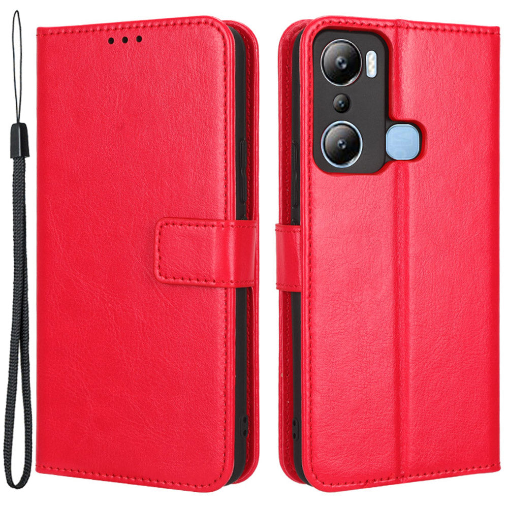 For Infinix Hot 20i 4G X665C / X665E Crazy Horse Texture Magnetic Clasp PU Leather Case Wallet Stand Shockproof Phone Cover with Strap