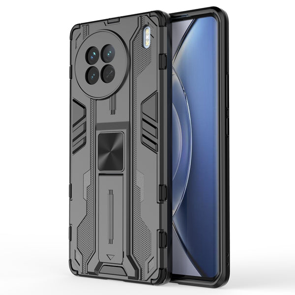 For vivo X90 5G Hard PC Soft TPU Dual Layer Anti-Drop Phone Case Camera Protection Kickstand Cover