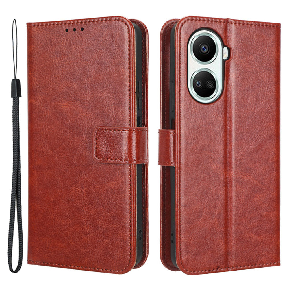 For Huawei nova 10 SE 4G Crazy Horse Texture PU Leather Full Protection Phone Case Magnetic Clasp Wallet Stand Phone Cover with Strap