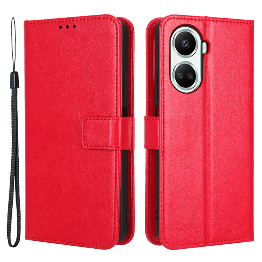 For Huawei nova 10 SE 4G Crazy Horse Texture PU Leather Full Protection Phone Case Magnetic Clasp Wallet Stand Phone Cover with Strap