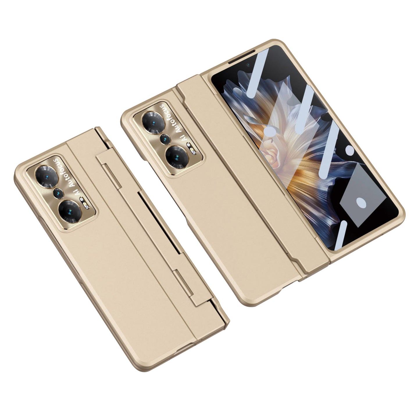 For Honor Magic Vs 5G / Vs Ultimate 5G Hinge Protection PC Phone Case All-Inclusive Anti-Drop Cover with Tempered Glass Screen Film