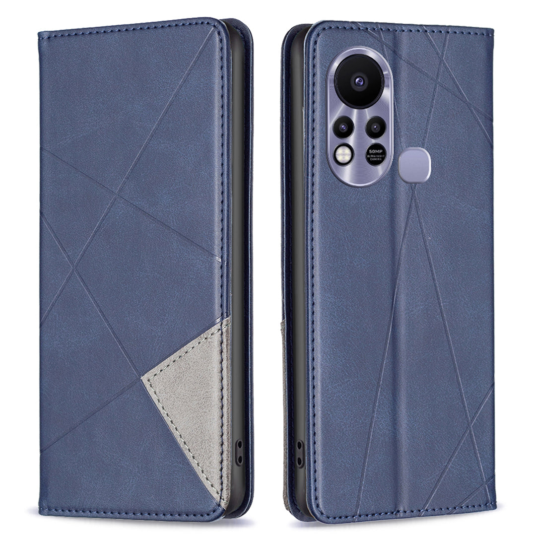 For Infinix Hot 11s / Hot 11T BF Imprinting Pattern Series-1 Geometric Imprinted Leather Phone Case Card Holder Magnetic Closure Anti-drop Cell Phone Cover Stand
