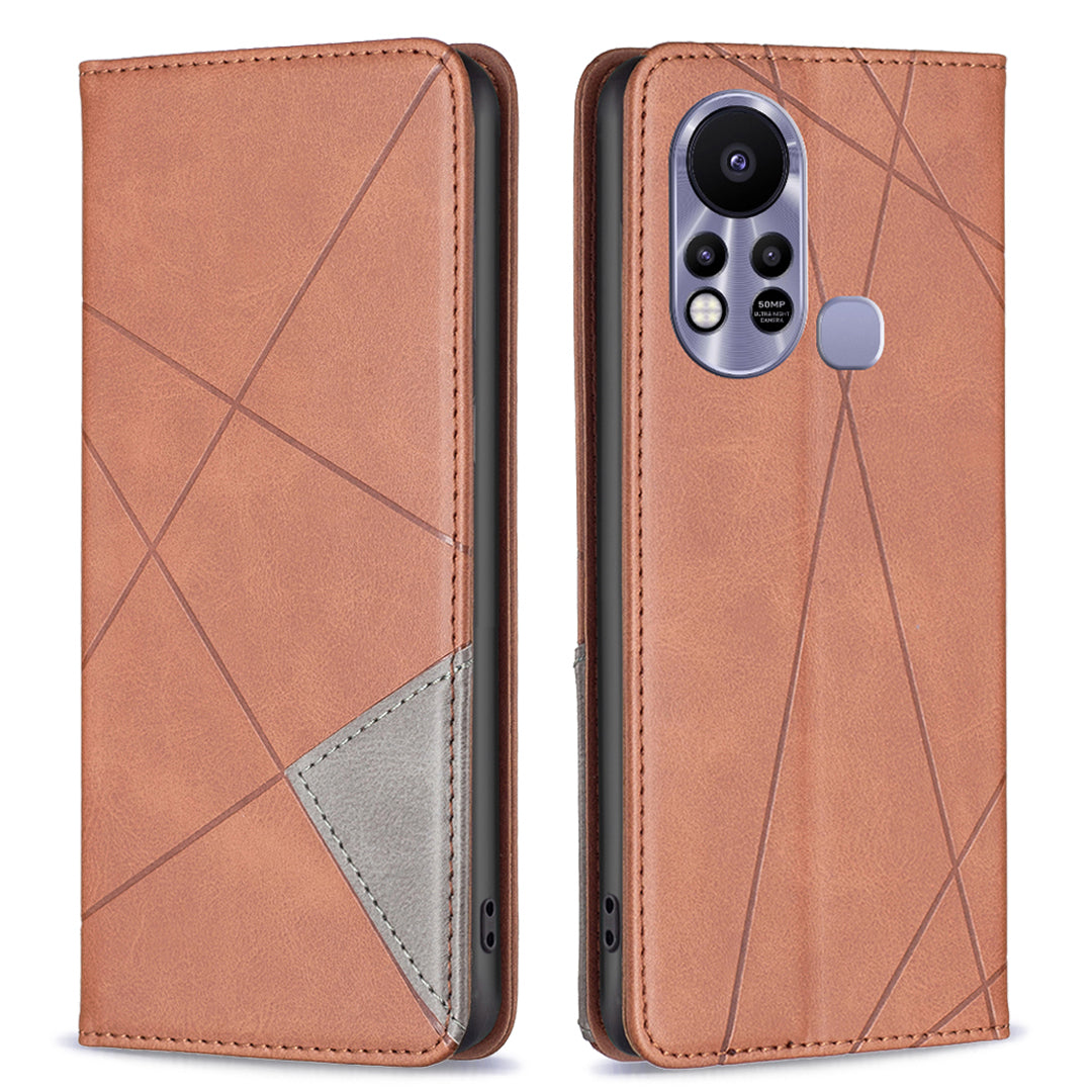 For Infinix Hot 11s / Hot 11T BF Imprinting Pattern Series-1 Geometric Imprinted Leather Phone Case Card Holder Magnetic Closure Anti-drop Cell Phone Cover Stand