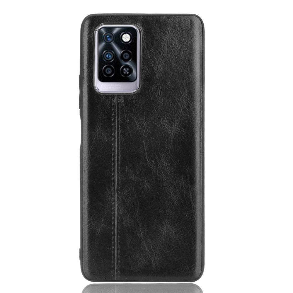For Infinix Note 10 Pro X695 / Note 10 Pro NFC X695C Cowhide Texture Phone Back Cover PU Anti-scratch Stitching Phone Case