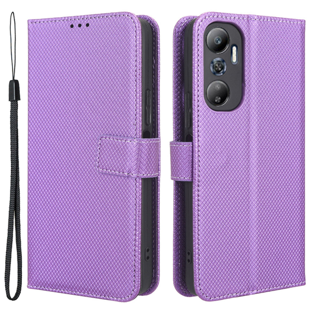 For Infinix Hot 20 4G / X682B Foldable Stand Wallet Cover Magnetic Clasp Diamond Texture PU Leather Phone Case