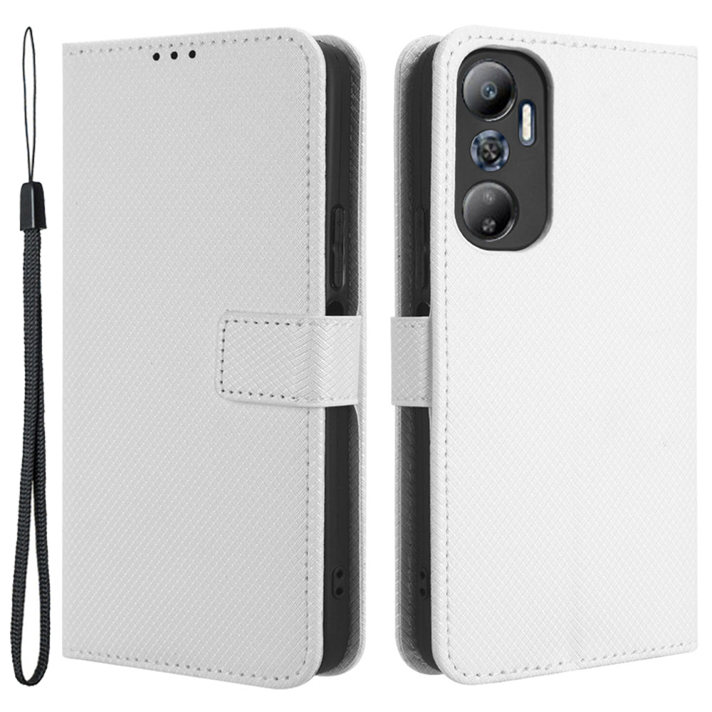 For Infinix Hot 20 4G / X682B Foldable Stand Wallet Cover Magnetic Clasp Diamond Texture PU Leather Phone Case
