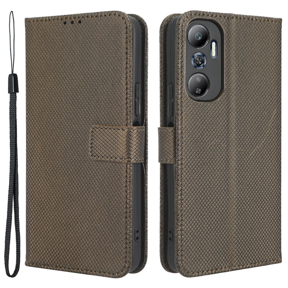 For Infinix Hot 20 4G / X682B Foldable Stand Wallet Cover Magnetic Clasp Diamond Texture PU Leather Phone Case