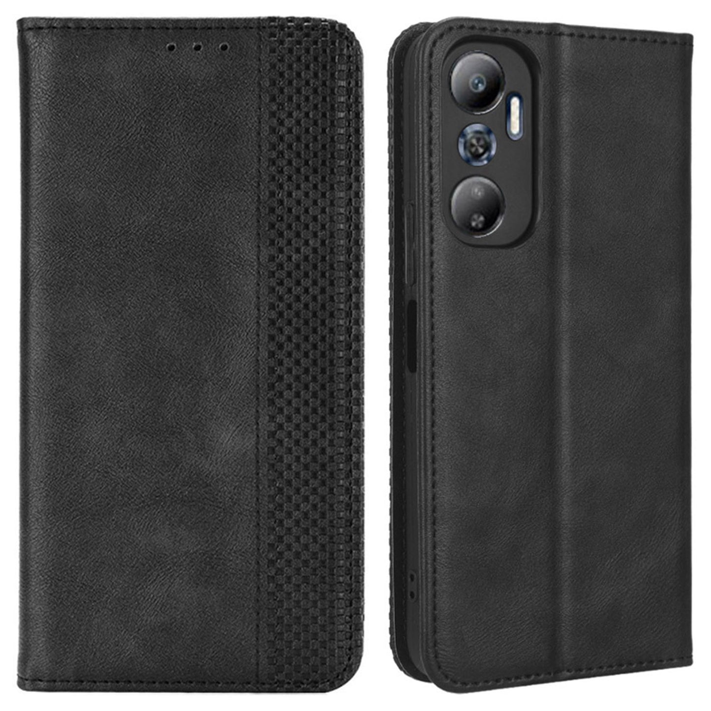 For Infinix Hot 20 4G / X682B Retro Texture Phone Case Imprinted Pattern PU Leather Magnetic Auto Closing Wallet Phone Cover