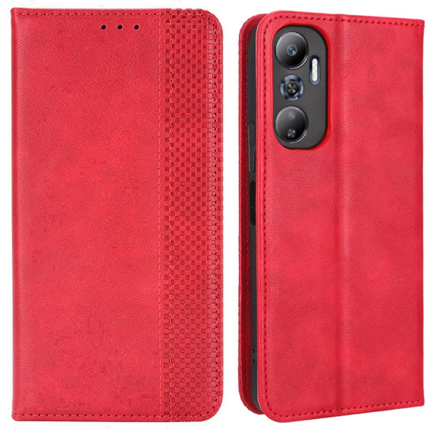 For Infinix Hot 20 4G / X682B Retro Texture Phone Case Imprinted Pattern PU Leather Magnetic Auto Closing Wallet Phone Cover