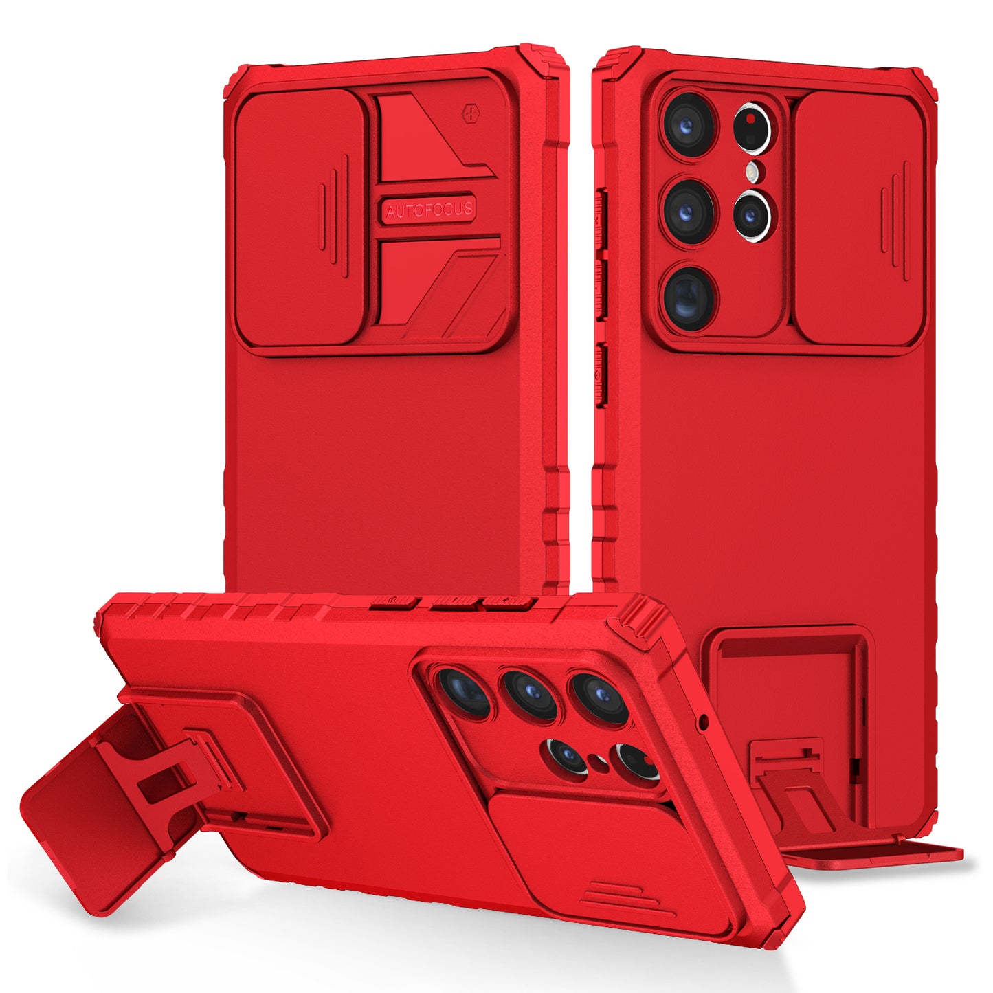 For Samsung Galaxy S23 Ultra Slide Camera Protection Kickstand Phone Case PC + TPU Protective Cover