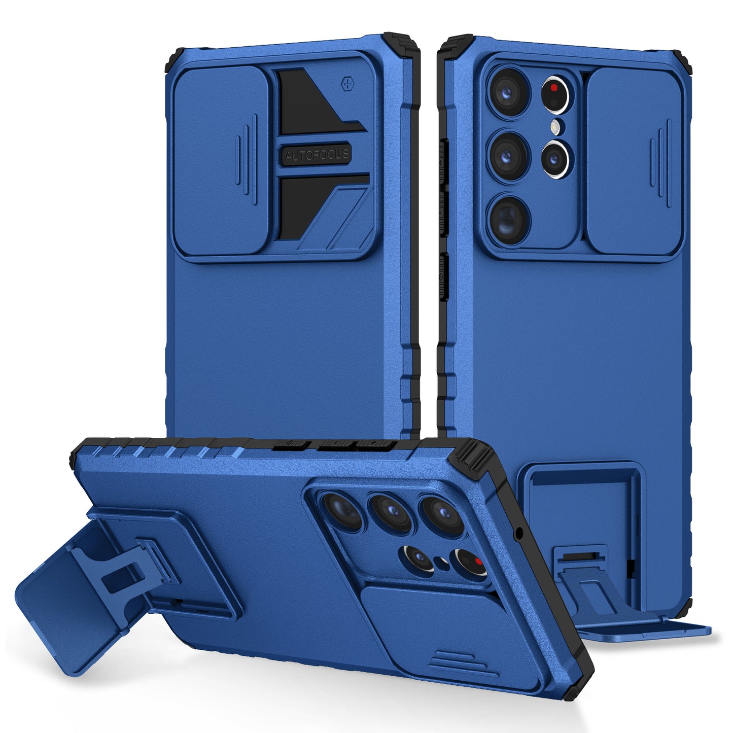 For Samsung Galaxy S23 Ultra Slide Camera Protection Kickstand Phone Case PC + TPU Protective Cover