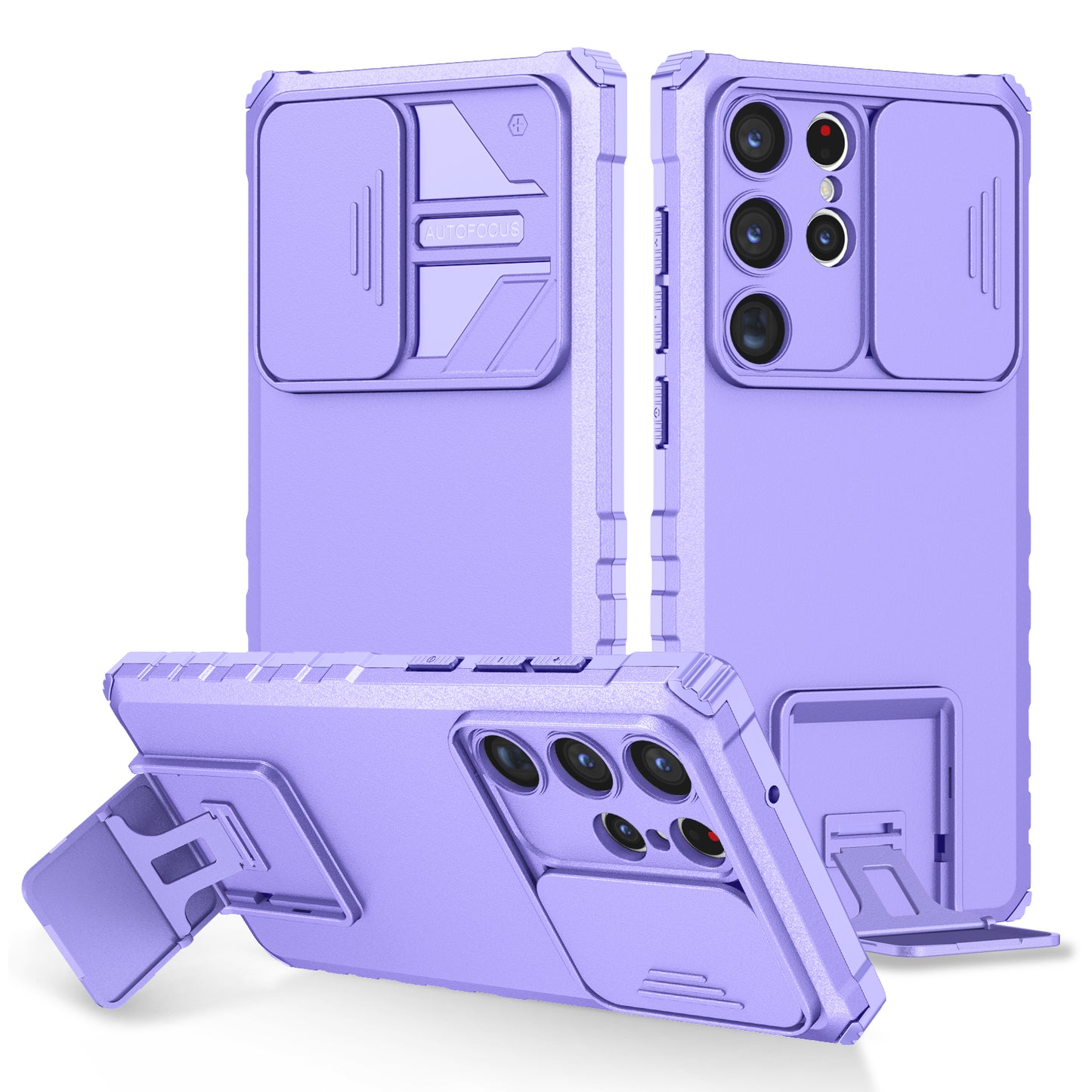 For Samsung Galaxy S23 Ultra Slide Camera Protection Kickstand Phone Case PC + TPU Protective Cover