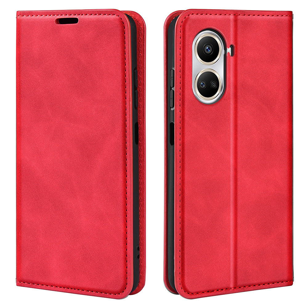 For Huawei nova 10 SE 4G Skin-touch Feeling PU Leather Shockproof Phone Case Stand Magnetic Auto-absorbed Flip Wallet Cover