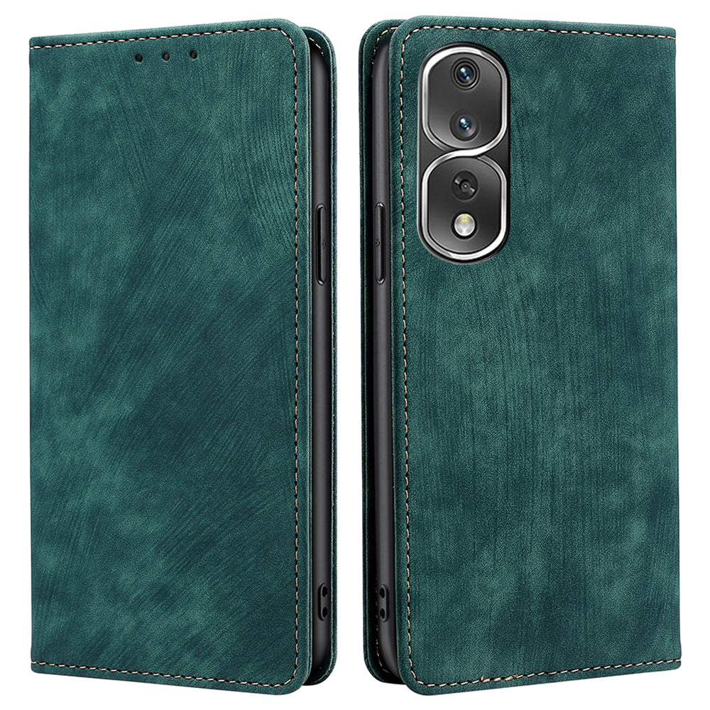 For Honor 80 Pro 5G PU Leather RFID Blocking Phone Case Stand Magnetic Absorption Wallet Flip Cover