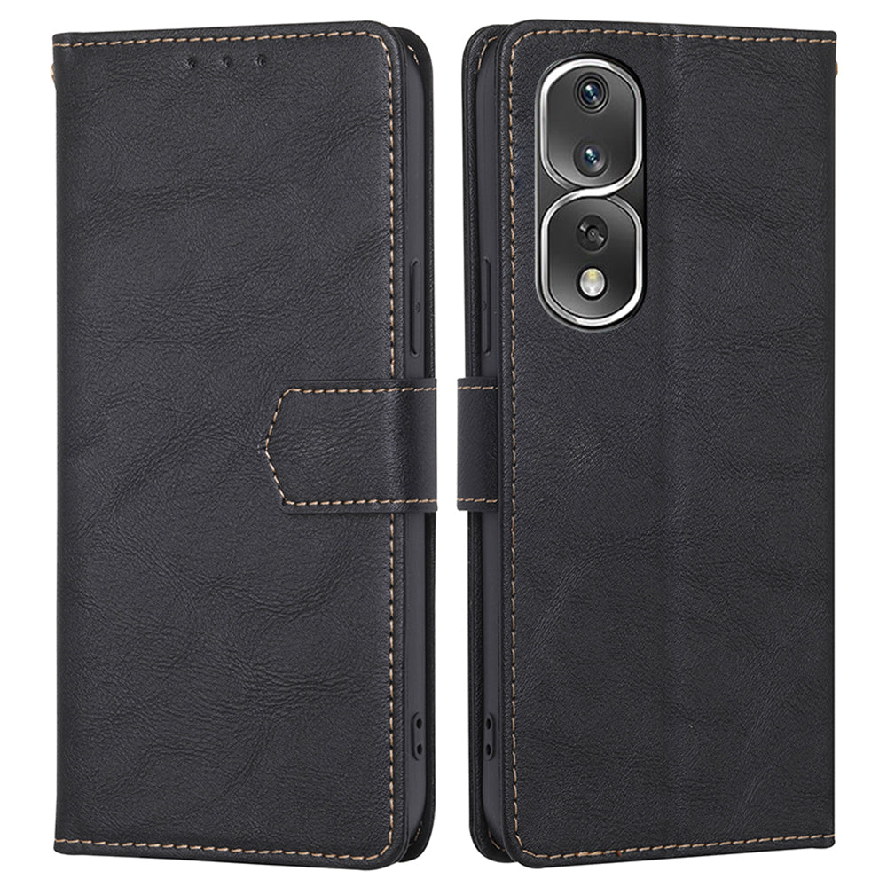 For Honor 80 Pro 5G RFID Blocking Stand Flip Cover Cowhide Texture PU Leather Wallet Magnetic Protective Phone Case