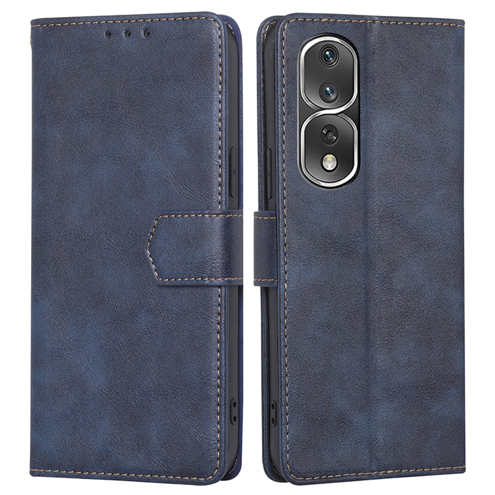 For Honor 80 Pro 5G RFID Blocking Stand Flip Cover Cowhide Texture PU Leather Wallet Magnetic Protective Phone Case