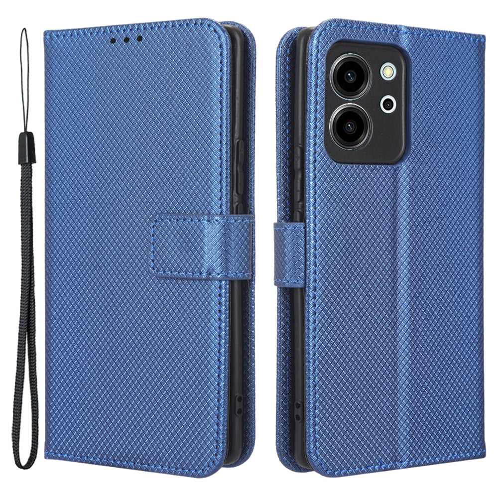 For Honor 80 SE 5G Supporting Stand Wallet Cover Magnetic Clasp Diamond Texture PU Leather Phone Case