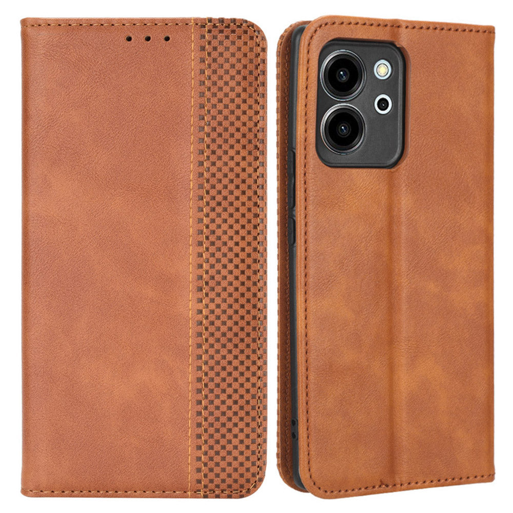 For Honor 80 SE 5G Cell Phone Case Imprinted Pattern PU Leather Wallet Retro Texture Magnetic Auto Closing Phone Cover