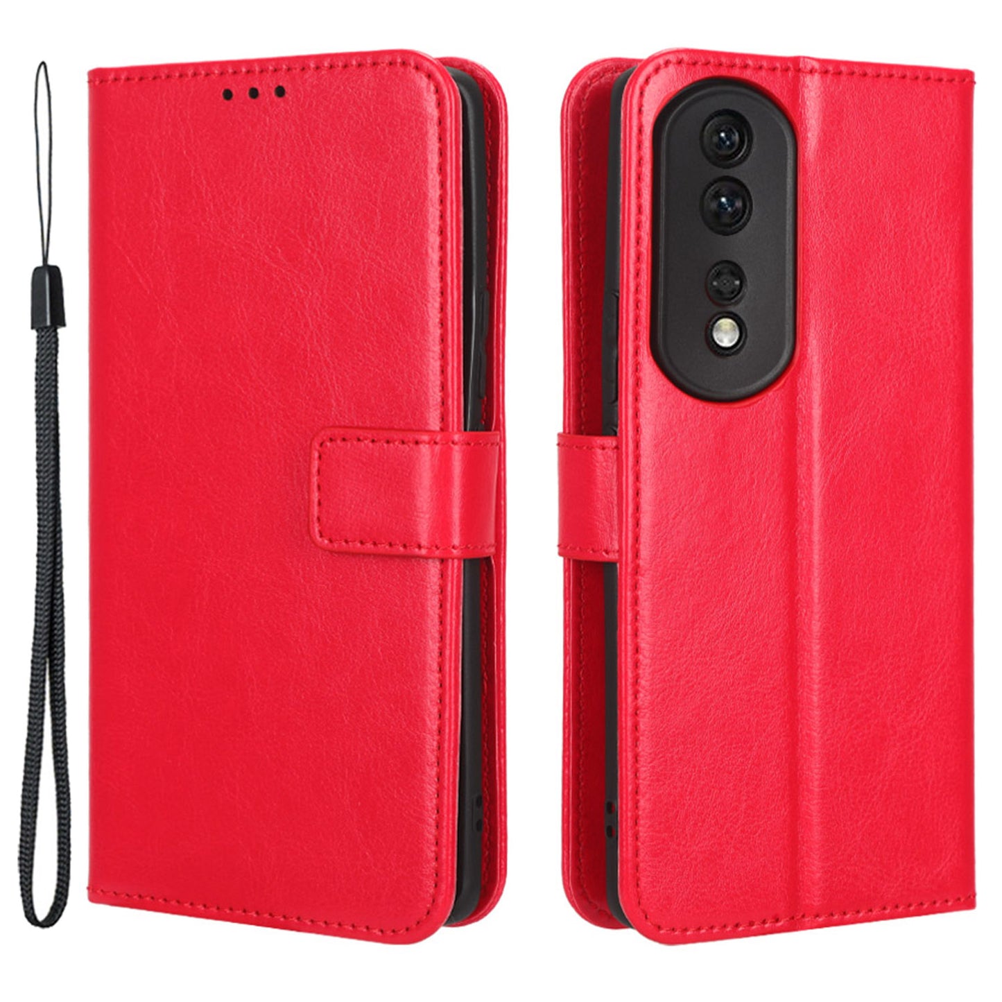 For Honor 80 Pro 5G Crazy Horse Texture Phone Case PU Leather Anti-scratch Strong Magnetic Clasp Phone Stand Wallet Cover