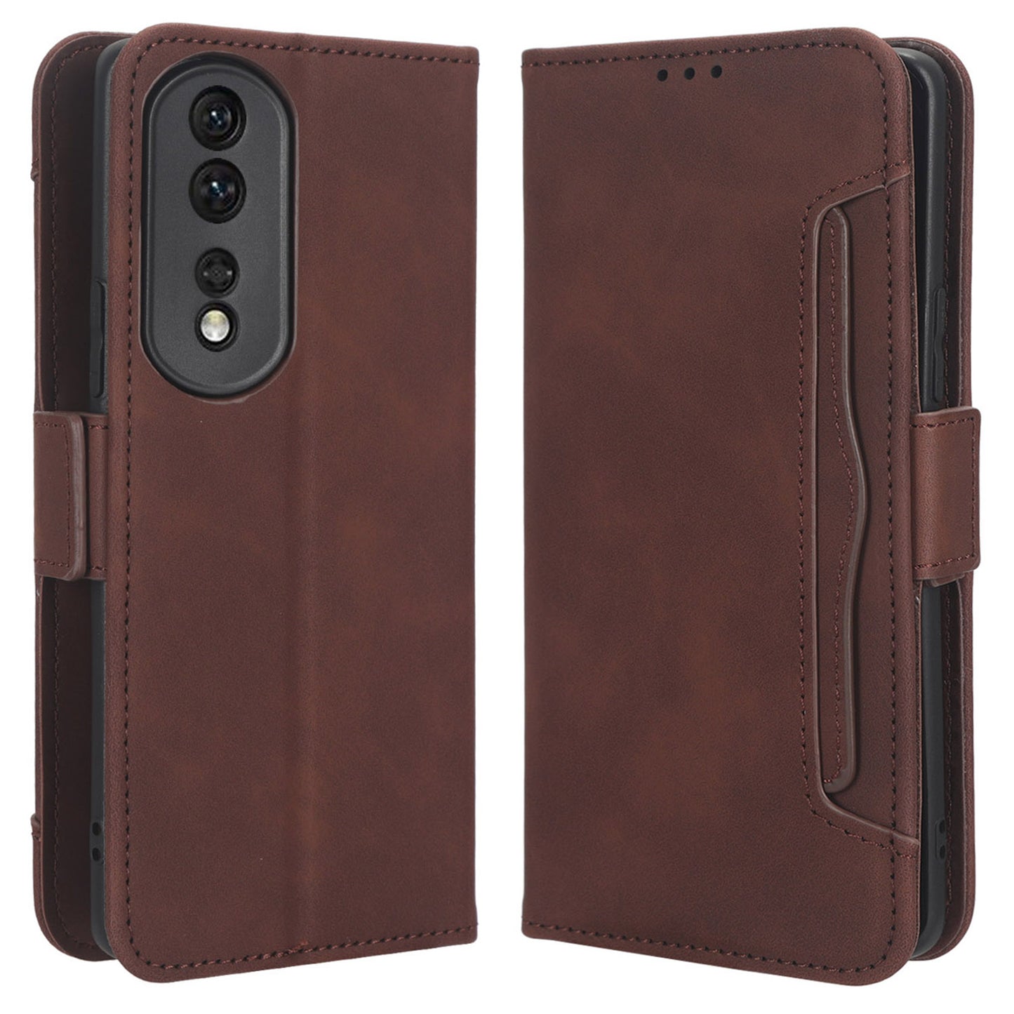For Honor 80 Pro 5G Multiple Card Slots Dual Magnetic Clasp PU Leather Case Stand Wallet Phone Cover