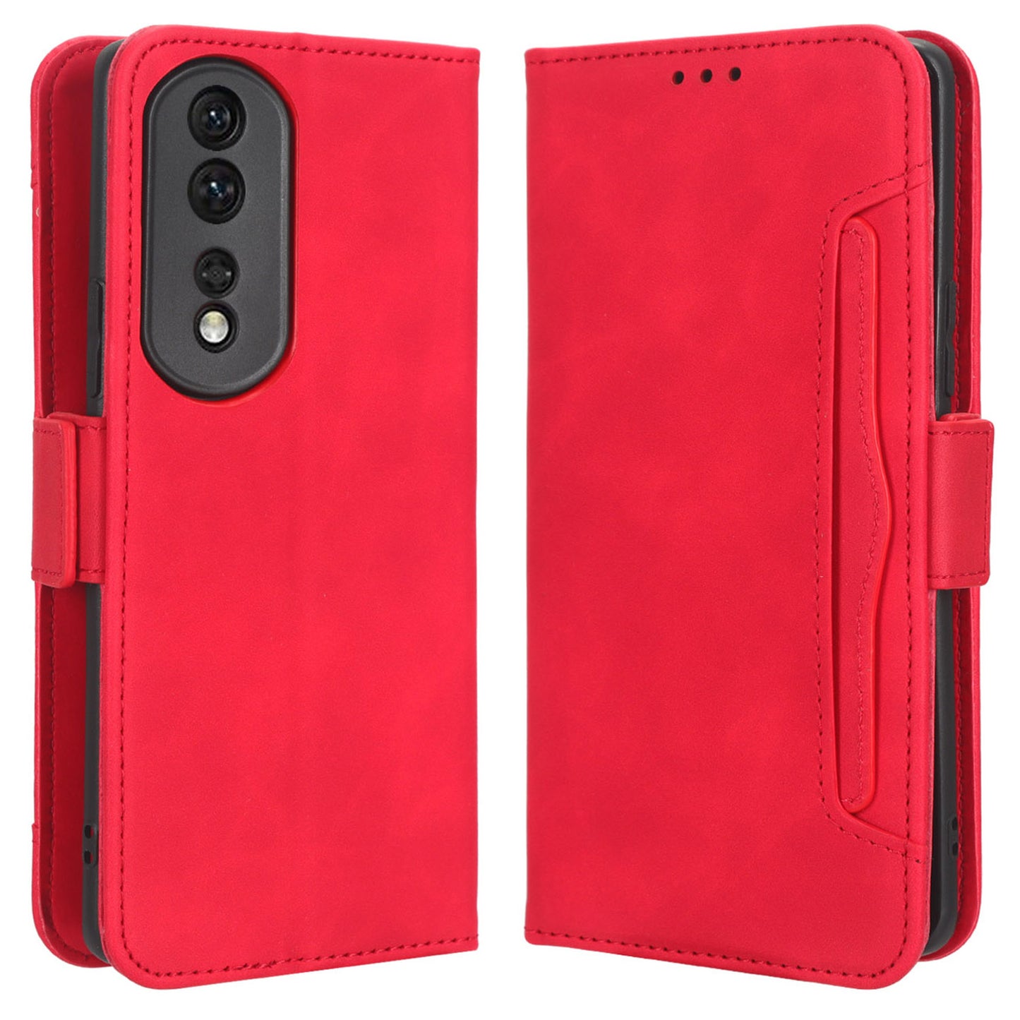 For Honor 80 Pro 5G Multiple Card Slots Dual Magnetic Clasp PU Leather Case Stand Wallet Phone Cover