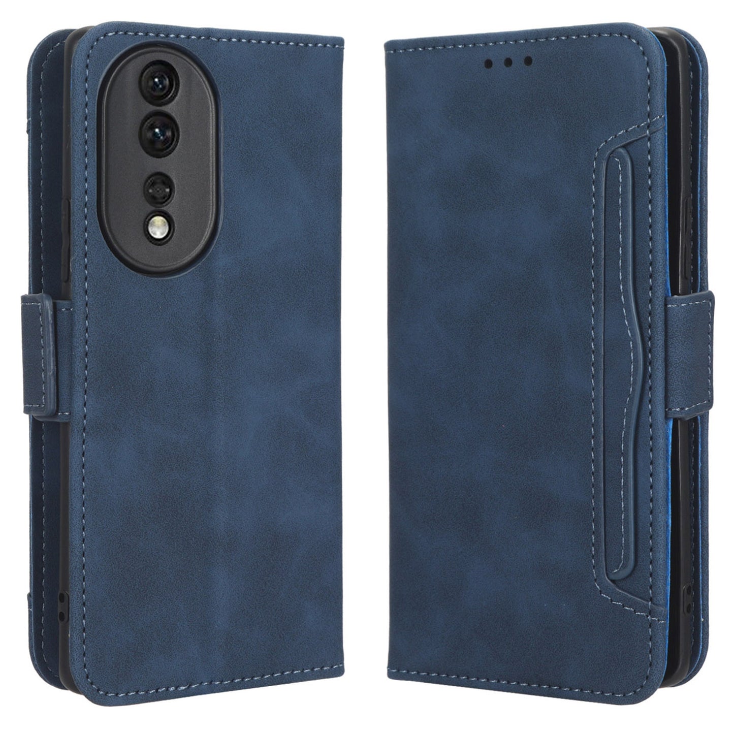 For Honor 80 5G PU Leather Multiple Card Slots Cover Foldable Stand Wallet Folio Flip Phone Case