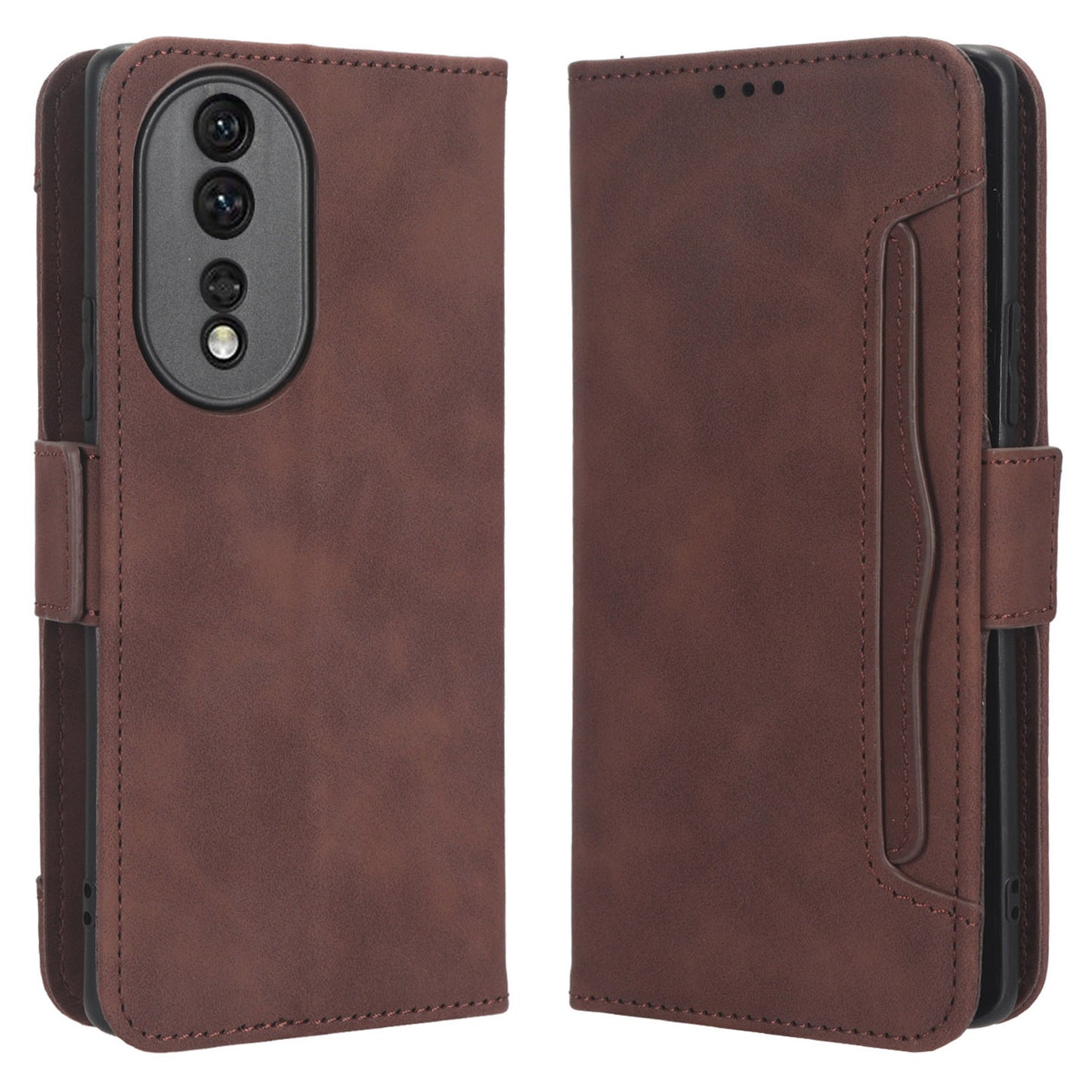 For Honor 80 5G PU Leather Multiple Card Slots Cover Foldable Stand Wallet Folio Flip Phone Case