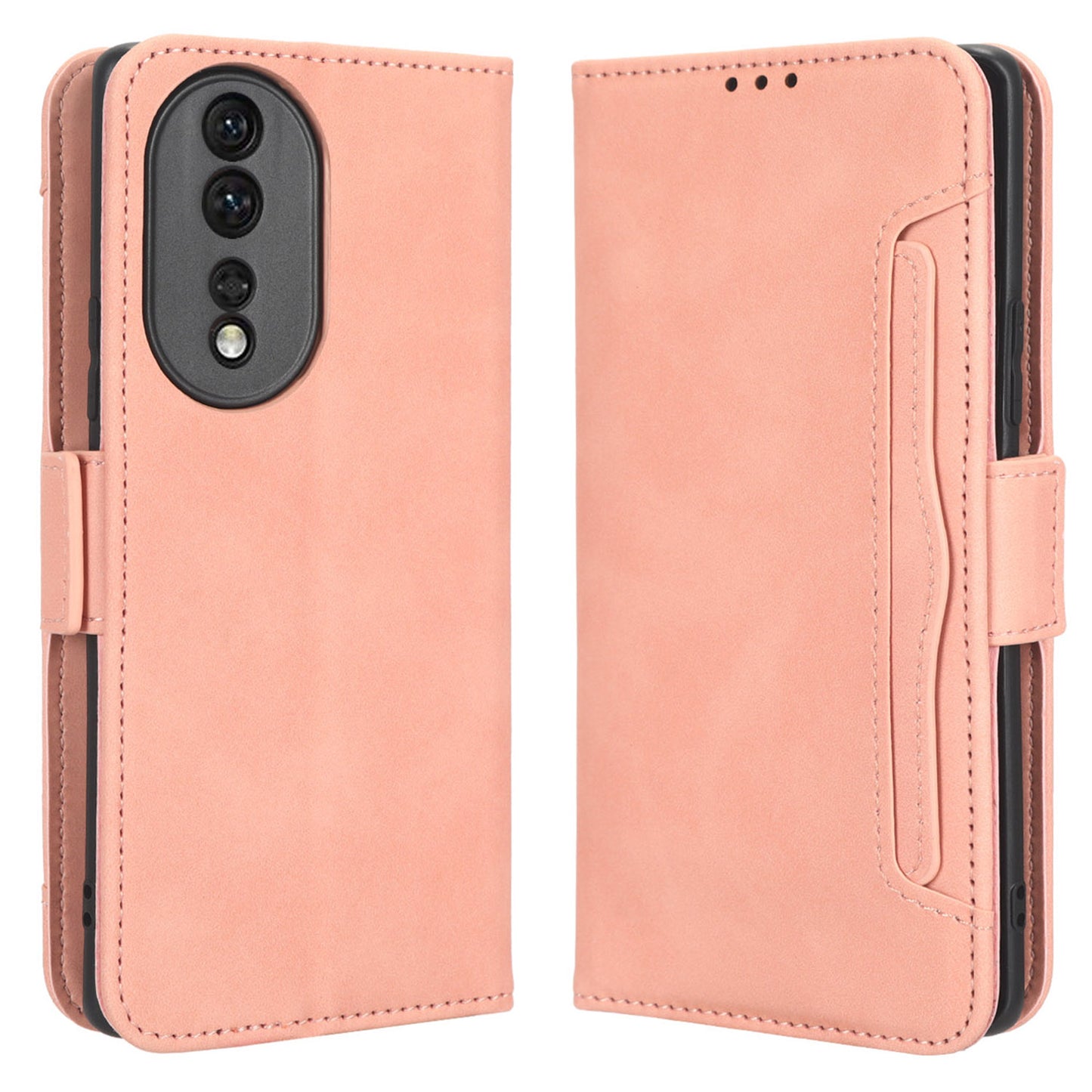 For Honor 80 5G PU Leather Multiple Card Slots Cover Foldable Stand Wallet Folio Flip Phone Case
