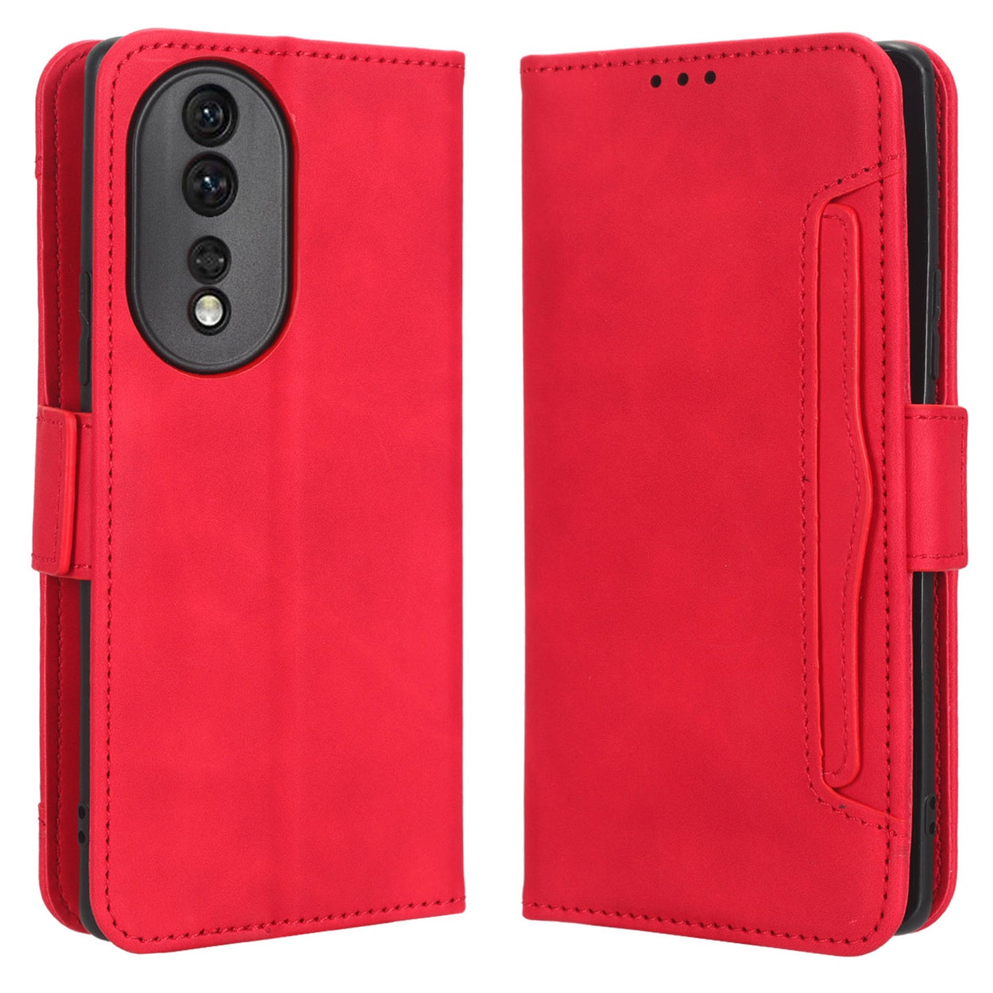 For Honor 80 5G PU Leather Multiple Card Slots Cover Foldable Stand Wallet Folio Flip Phone Case