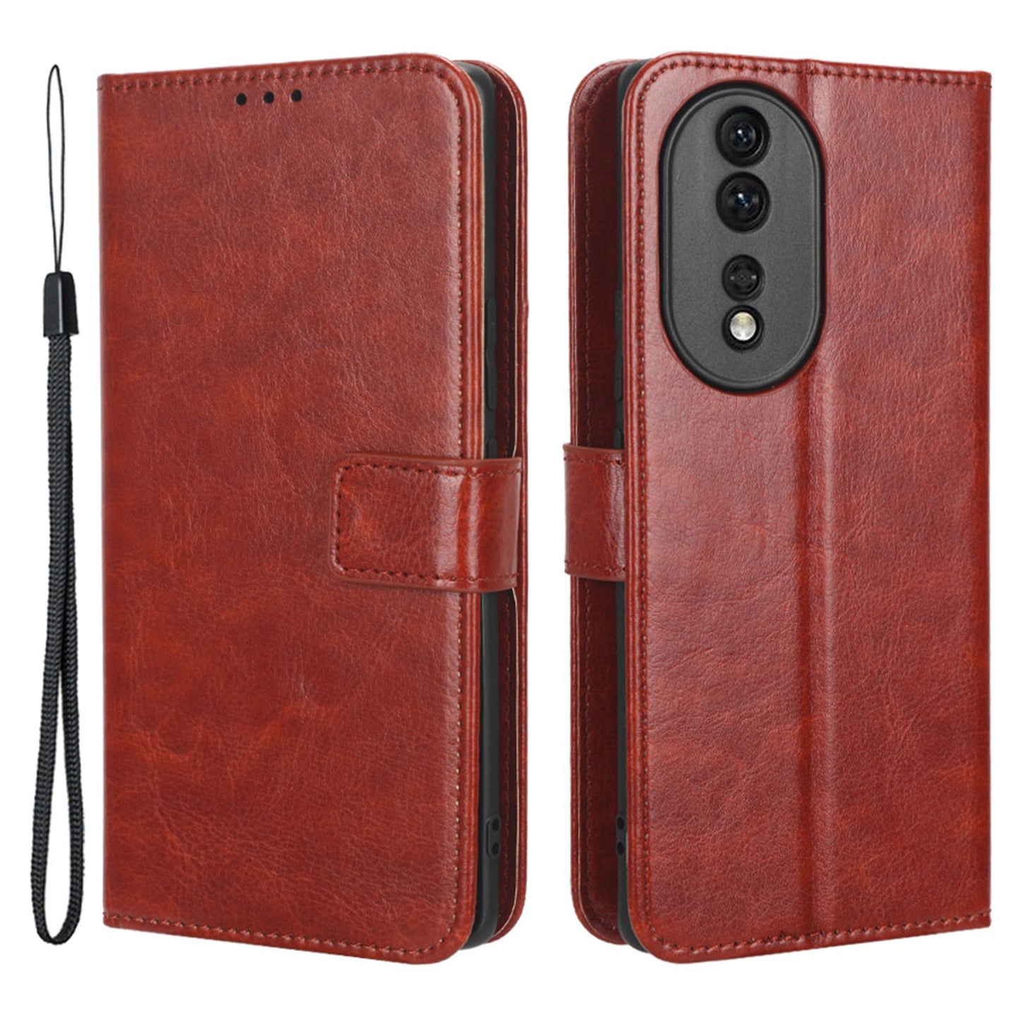 For Honor 80 5G Multipurpose Phone Stand Wallet Magnetic Clasp Cover Crazy Horse Texture PU Leather Anti-scratch Phone Case