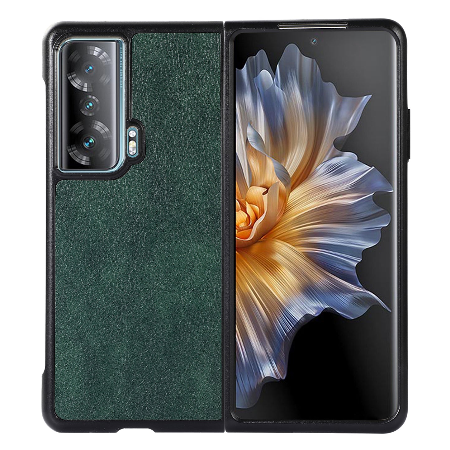 For Honor Magic Vs 5G Litchi Texture Anti-drop Phone Protective Cover PU Leather Coated Hard PC Case