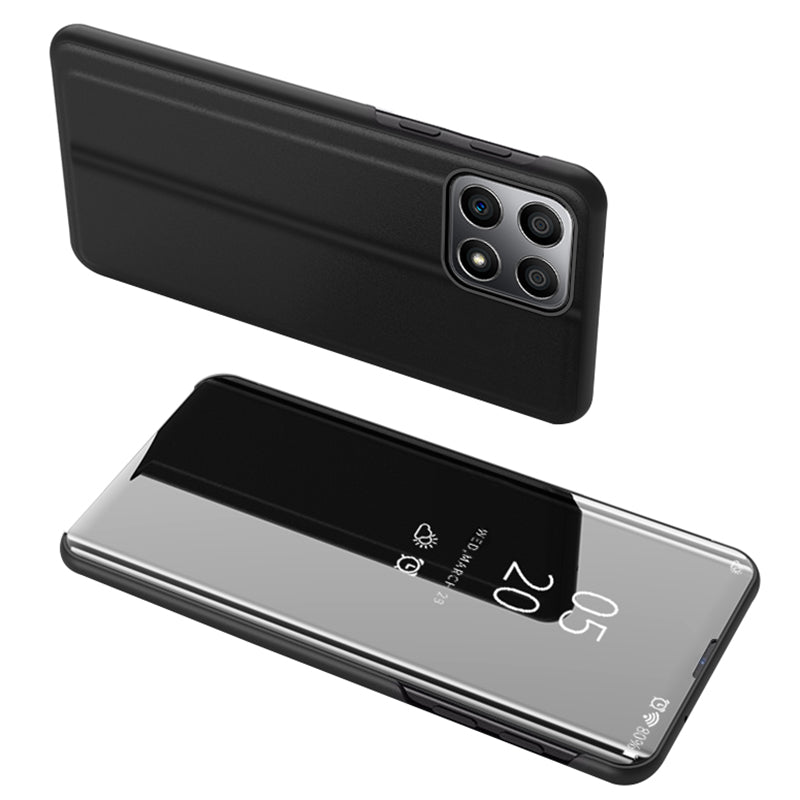 For Honor X8 5G View Window PU Leather Case Hands-free Stand Mirror Electroplating Phone Cover Protector