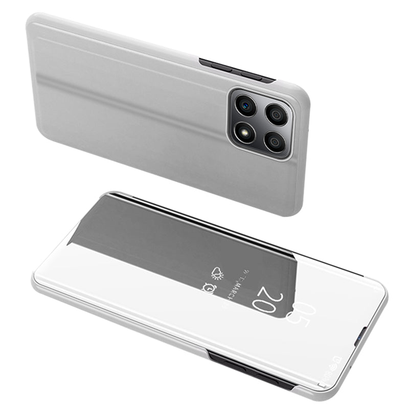 For Honor X8 5G View Window PU Leather Case Hands-free Stand Mirror Electroplating Phone Cover Protector