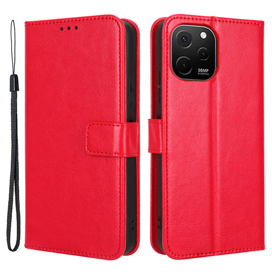 For Huawei nova Y61 4G / Enjoy 50z 4G Drop-proof PU Leather Phone Case Crazy Horse Texture Wallet Stand Magnetic Phone Cover with Strap