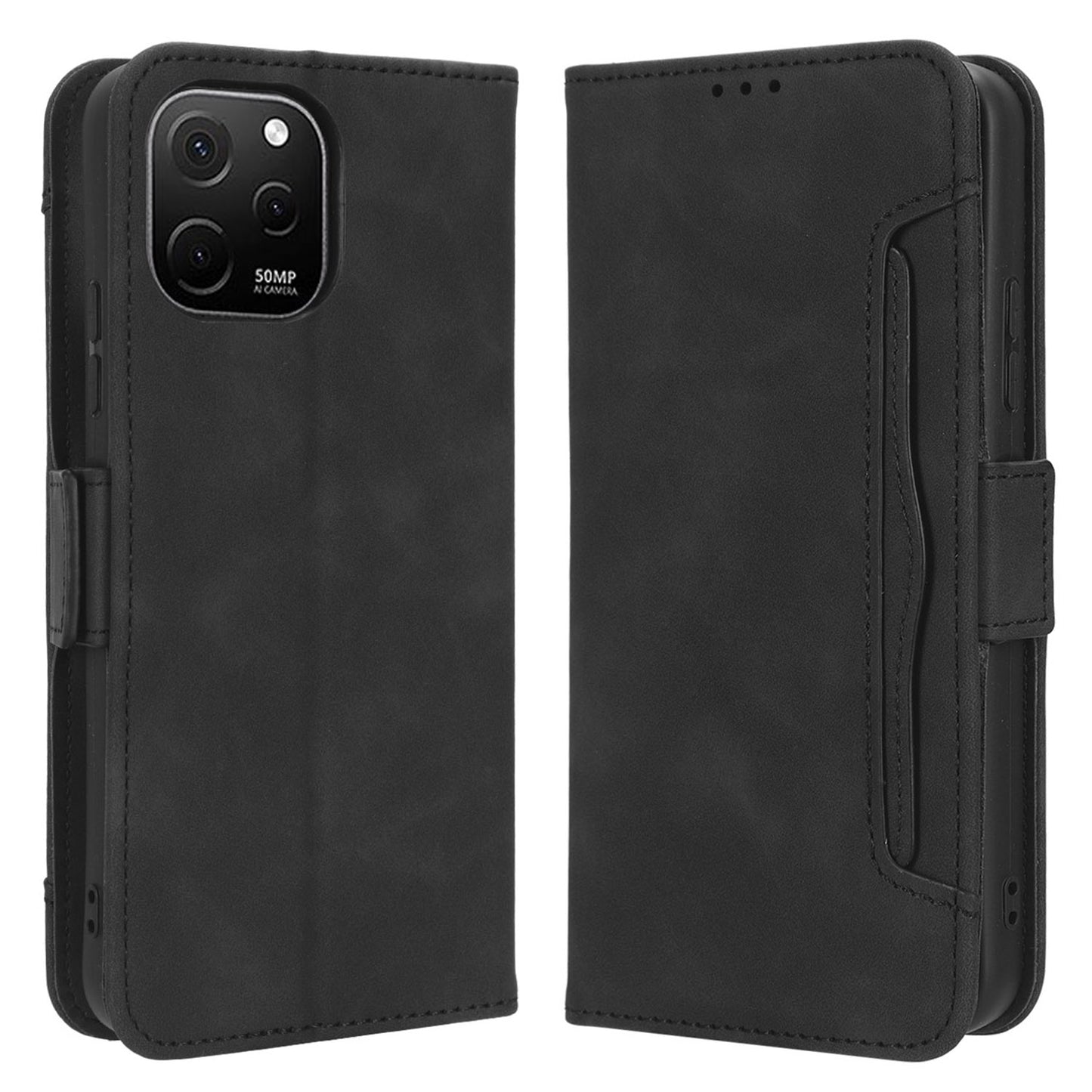 For Huawei nova Y61 4G / Enjoy 50z 4G PU Leather Magnetic Closure Wallet Flip Cover Multiple Card Slots Stand Drop-proof Phone Case