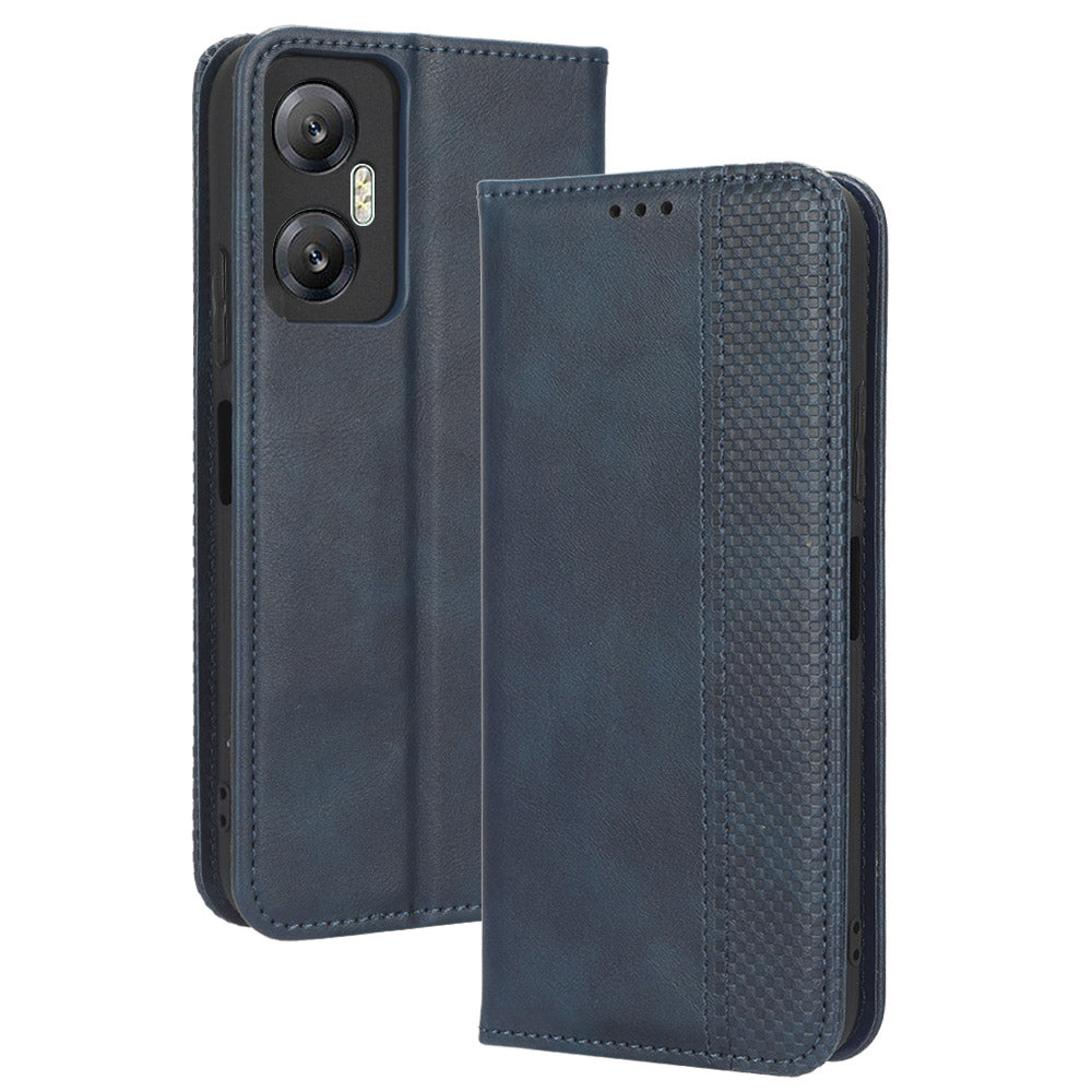 For Infinix Hot 20 5G X666 / X666B Shockproof Flip Wallet Phone Case Retro Texture Imprinted Pattern PU Leather Magnetic Auto Closing Phone Cover