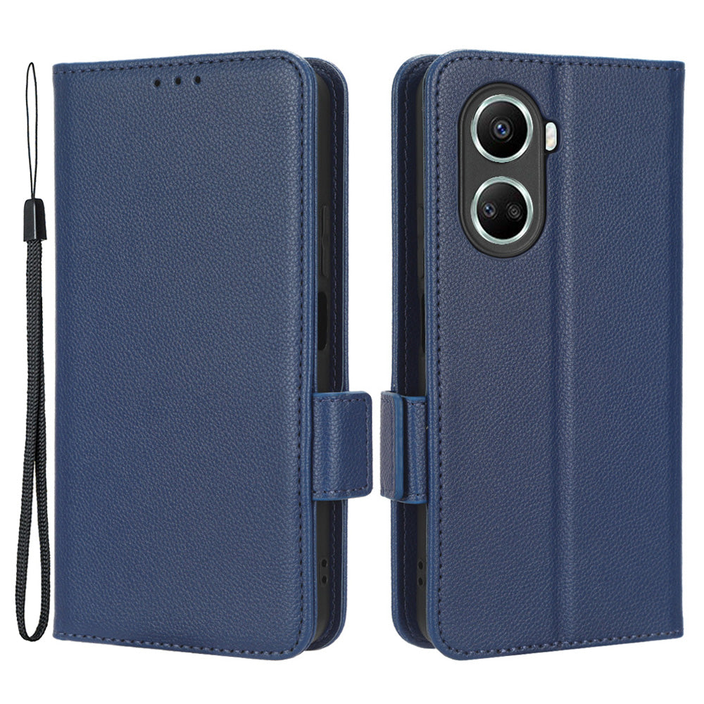 For Huawei nova 10 SE 4G Dual Magnetic Clasp PU Leather Case Litchi Texture Shockproof Phone Wallet Stand Cover