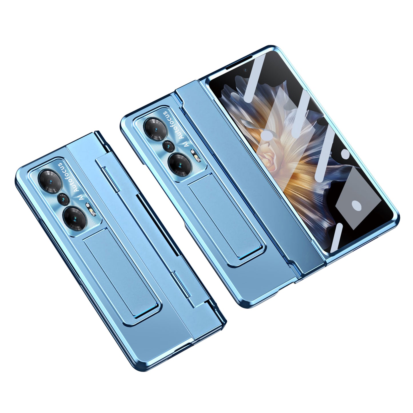 For Honor Magic Vs 5G / Magic Vs Ultimate 5G Kickstand Hard PC Case Full Protection Phone Cover with Lens Film and Tempered Glass Screen Film