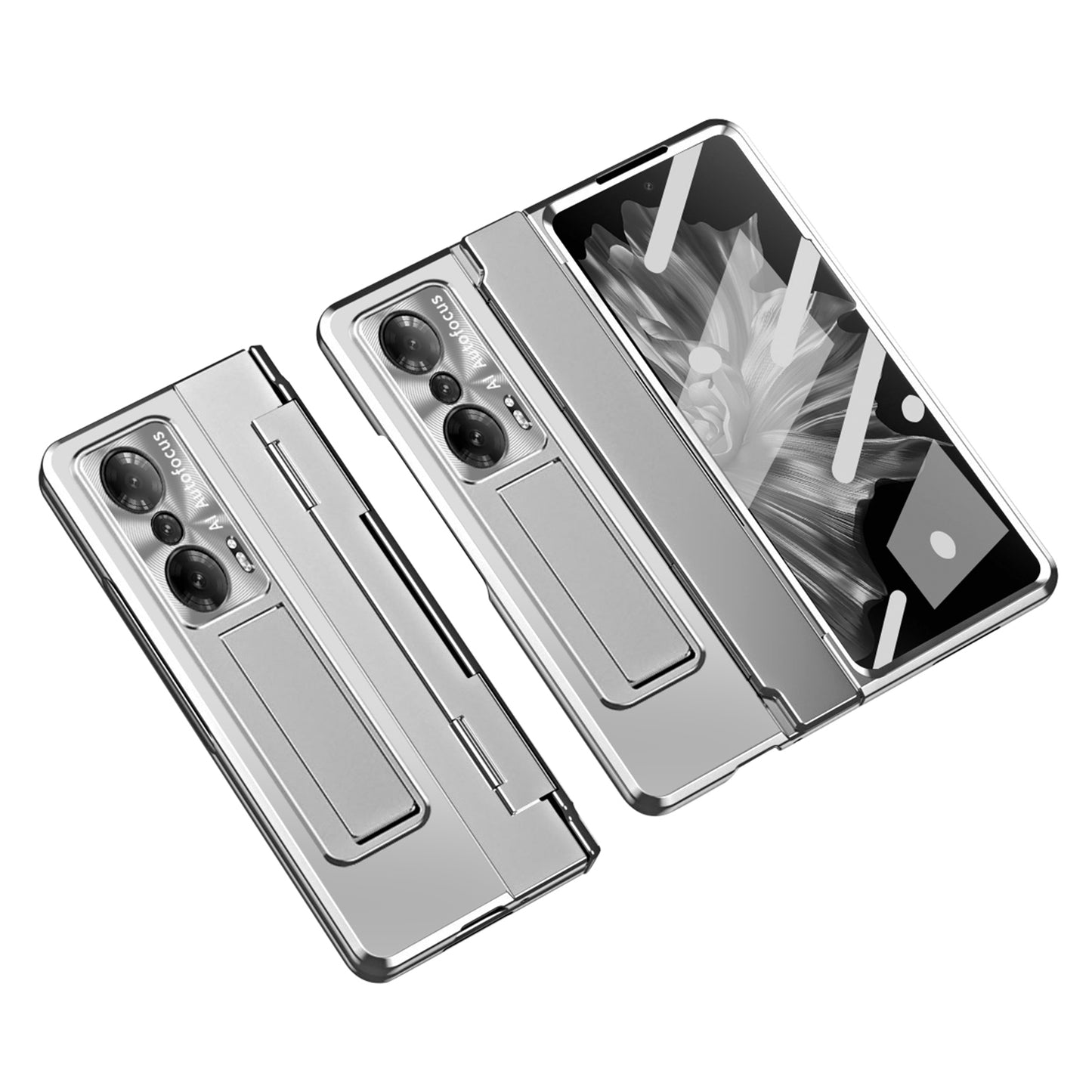For Honor Magic Vs 5G / Magic Vs Ultimate 5G Kickstand Hard PC Case Full Protection Phone Cover with Lens Film and Tempered Glass Screen Film