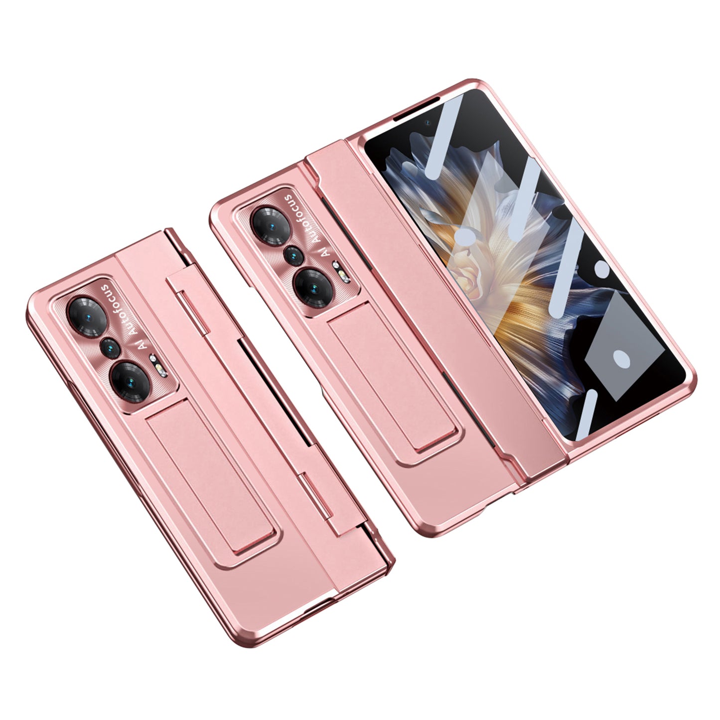 For Honor Magic Vs 5G / Magic Vs Ultimate 5G Kickstand Hard PC Case Full Protection Phone Cover with Lens Film and Tempered Glass Screen Film