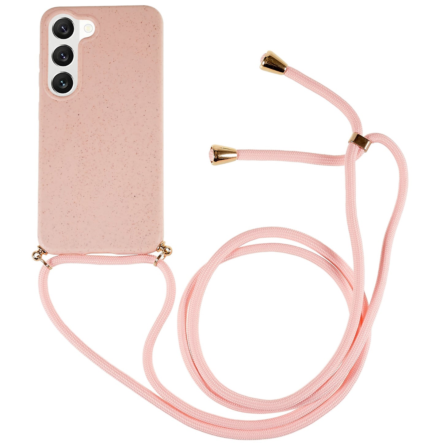 For Samsung Galaxy S23 Wheat Straw Biodegradable Phone Case Soft TPU Drop Protection Cover with Adjustable Lanyard