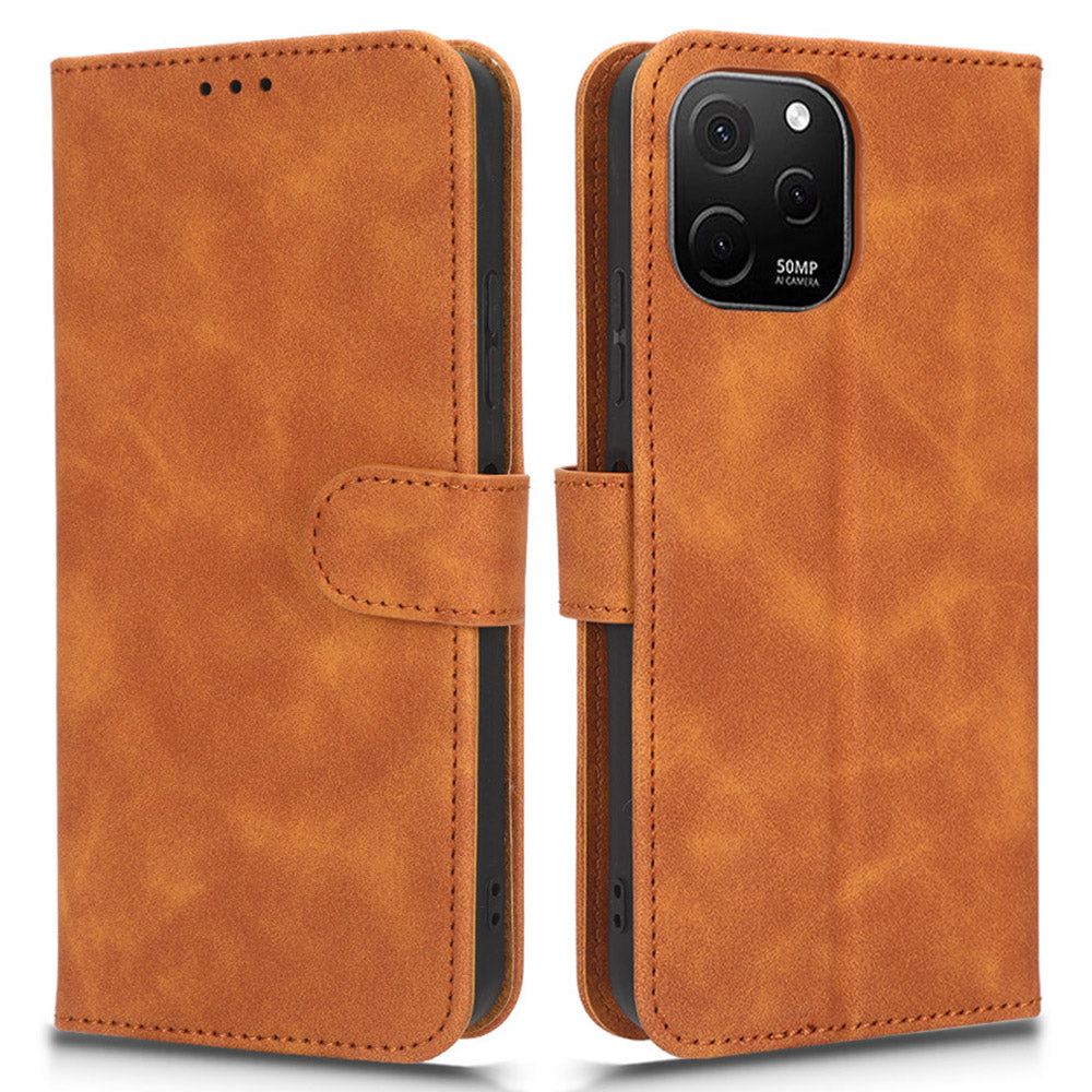 For Huawei nova Y61 4G Skin-touch Feeling PU Leather Protective Cell Phone Cover Scratch-resistant Phone Case Wallet Stand