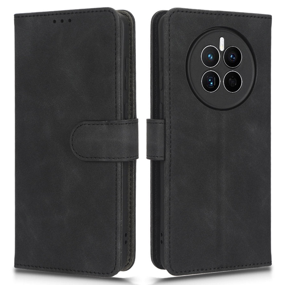 For Huawei Mate 50 4G Skin-touch Feeling Protective Cell Phone Cover Anti-fall Flip Leather Wallet Case Stand with Wrist Strap
