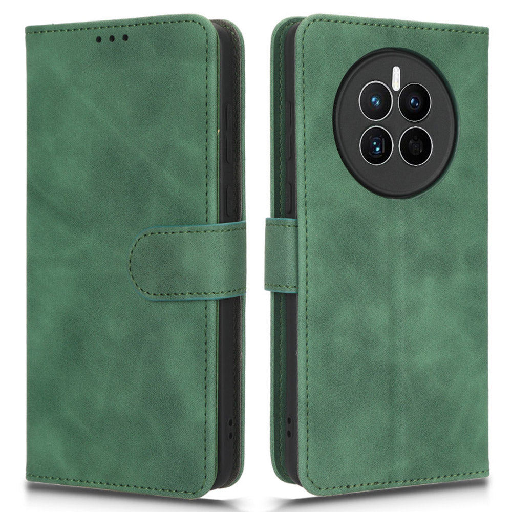For Huawei Mate 50 4G Skin-touch Feeling Protective Cell Phone Cover Anti-fall Flip Leather Wallet Case Stand with Wrist Strap