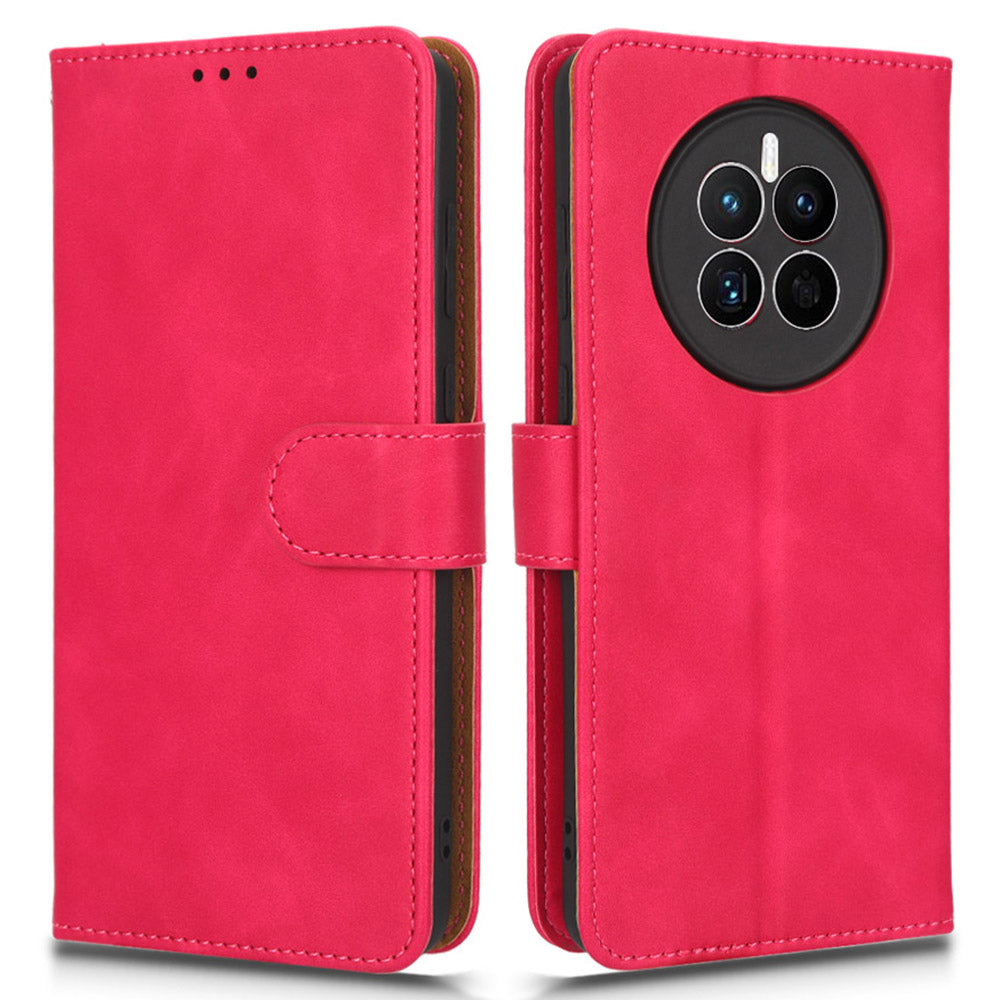 For Huawei Mate 50 4G Skin-touch Feeling Protective Cell Phone Cover Anti-fall Flip Leather Wallet Case Stand with Wrist Strap